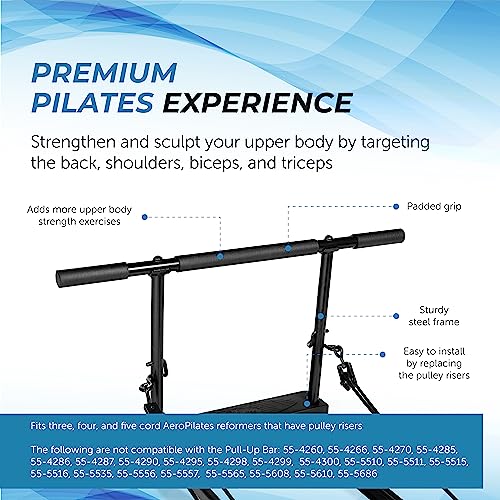 AeroPilates by Stamina 55-0012 Sturdy Steel Frame Pull Up Bar Pulley Riser Pilates Reformer Attachment with Padded Grip fo...