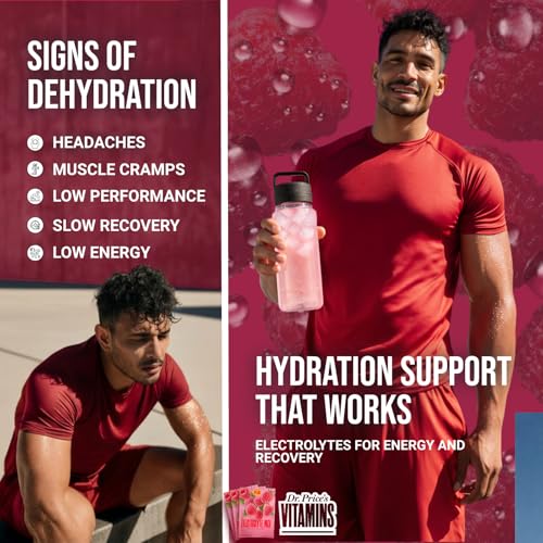 Dr. Price’s Electrolytes Hydration Powder Packets – Raspberry, 30 Packs | Sugar Free Electrolyte Drink Mix, 72+ Trace Mine...