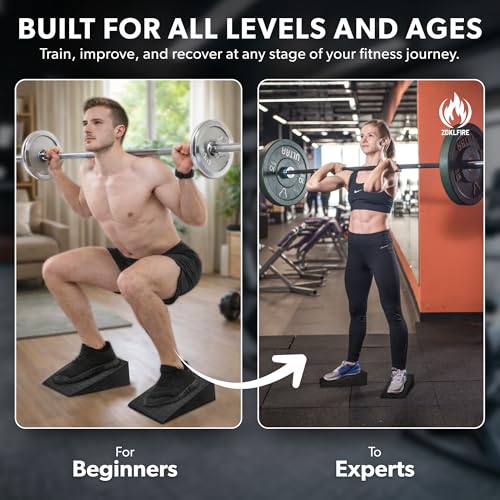ZKDLFIRE Squat Wedge Block – 2 Pcs for Heel Elevated Squats & Mobility, Non-Slip Incline Slant Board for Ankle Mobility, C...
