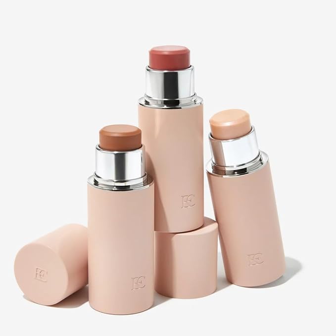 EarthsCure Glow Trio - 3 Piece Set. Contains a Bronzer, Blush, and Highlighter. Buildable Cream Sticks For a Luminous, Natural, and Youthful Look