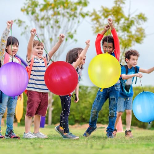 LEEZZIZZ 30Pcs Punch Balloons, Thickened Neon Punching Balloon Heavy Duty Party Favors for Kids with Rubber Band Handle, B...