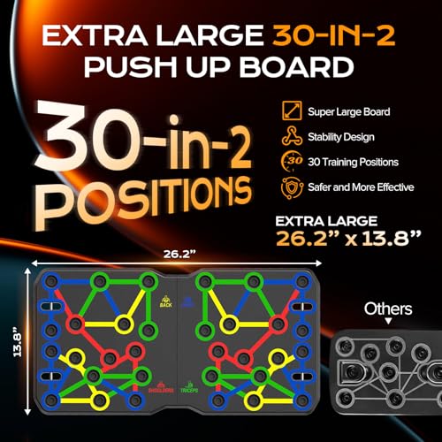 AERLANG Extra Large Push Up Board 26.2" x 13.8", Portable 30-in-2 Workout Set for Push Up, Multi-functional Pushup Stands ...