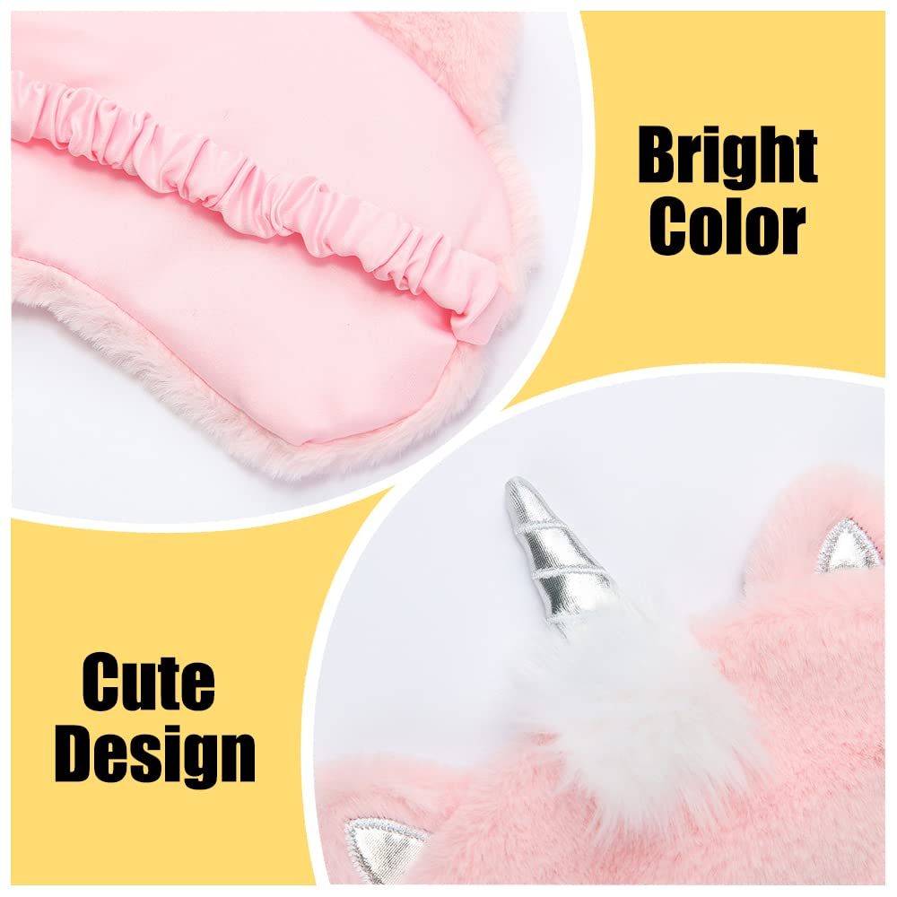 4 Pcs Cute Sleep Mask Animal Sleep Mask Soft Plush Blindfold Eye Covers for Sleeping Women Girls Kids