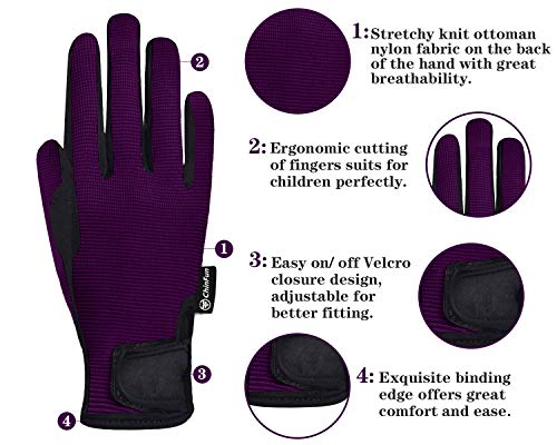 ChinFun Horse Riding Glove Equestrian Gloves Kids for Boys Girls Horseback Riding Gloves Grip for Youth Children Riding Sp...