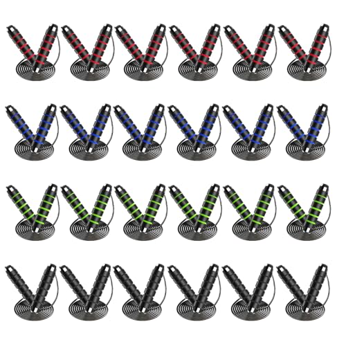 24 Pack Jump Ropes, Tangle-Free Speed Jumping Ropes with Foam Handles for Women Men, Adjustable Skipping Ropes for Fitness...