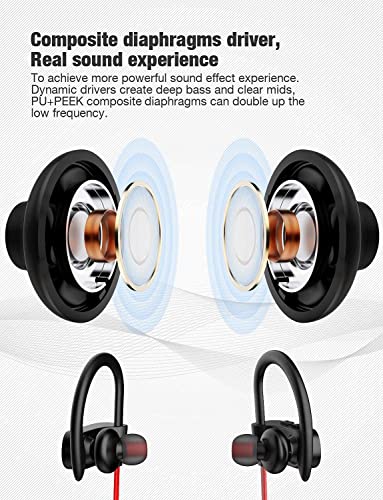 Otium Bluetooth Headphones,Wireless Earbuds IPX7 Waterproof Sports Earphones with Mic HD Stereo Sweatproof in-Ear Earbuds ...