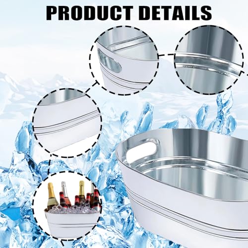 2 Pack Galvanized Ice Bucket 4 Gallon Galvanized Tub Ice Bucket for Parties Metal Beverage Buckets with Handles Wine Beer ...