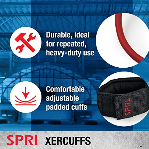 SPRI Xercuff Leg Resistance Band Exercise Cord with Non-Slip Padded Ankle Cuffs (All Bands Sold Separately) Portable for t...