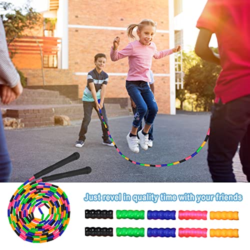 Coolrunner 16 FT Long Jump Rope(2 PACK), Double Dutch Jump Ropes, Soft Beaded Skipping for Kids Adults, Plastic Segmented ...