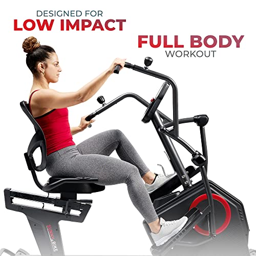 Sunny Health & Fitness Elite Recumbent Cross Trainer & Elliptical Machine with Arm Exercisers for Home Arm/Leg Training, E...