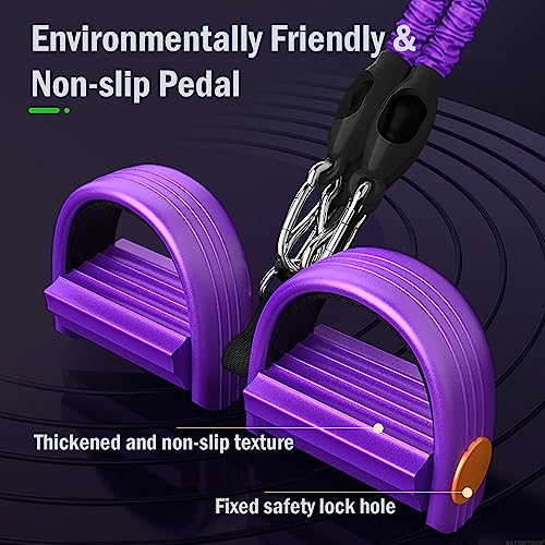 Foot Pedal Resistance Band with Handle Sit up Exerciser for Women Men Full Body Muscle Workout, Adjustable Pull Rope for L...