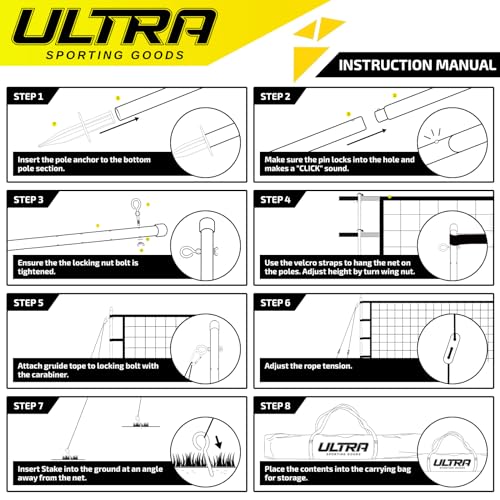 Volleyball Net Outdoor - Includes 32x3 Feet Regulation Size Net, 8.5-Inch PU Volleyball, Carrying Bag, Boundary Lines, Ste...