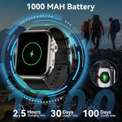 Smart Watch, 1.85" HD Fitness Tracker (Answer/Make Call), 1000 mAh Battery