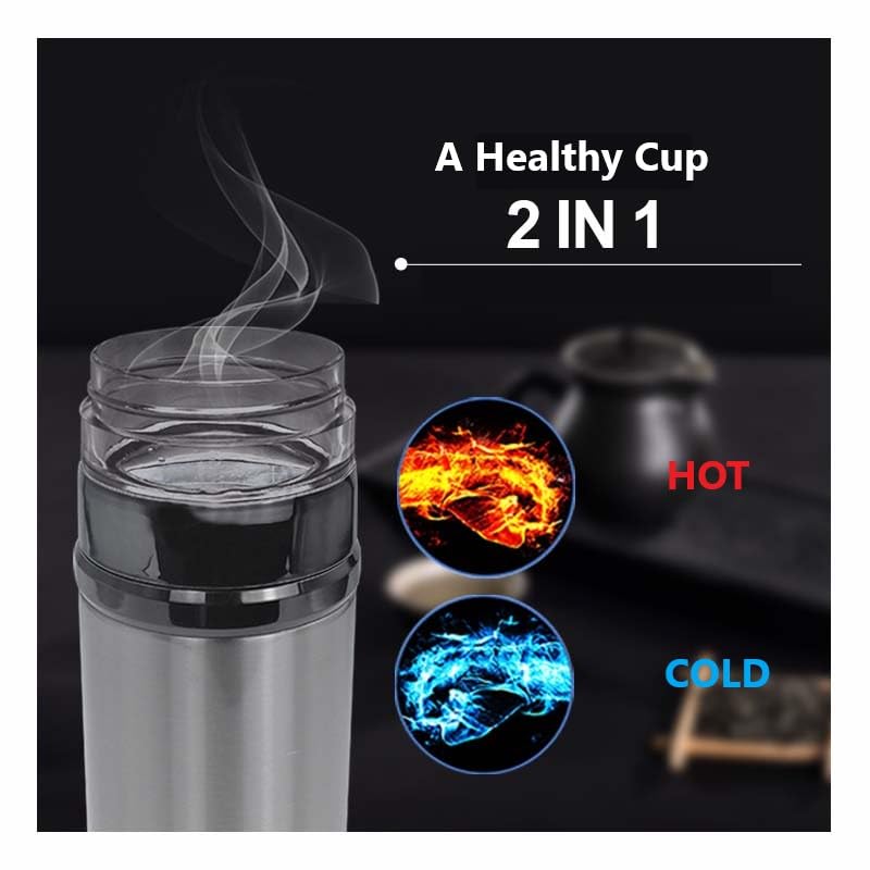 2 in 1 Hydrogen Water Bottle Generator – SPE/PEM Technology – Stainless Steel Bottle with Self Cleaning Mode – 11oz / 330ml – Up to 1300 PPB Hydrogen Enriched Water