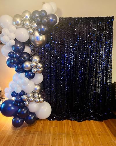 PTGOLUO 153Pcs Navy Blue and Silver Balloons Garland Arch Kit with Stars -22 18 12 10 5 inch Different Size Royal Blue Whi...