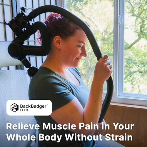 BackBadger Flex Massage Gun Holder for Hard to Reach Areas, Adjustable Ergonomic Handle, for Full-Body Muscle Pain Relief ...