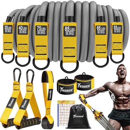 WOQQW Heavy Resistance Bands for Working Out, 350lbs/450lbs Exercise Bands with Handles, Workout Bands Set for Men, Fitnes...
