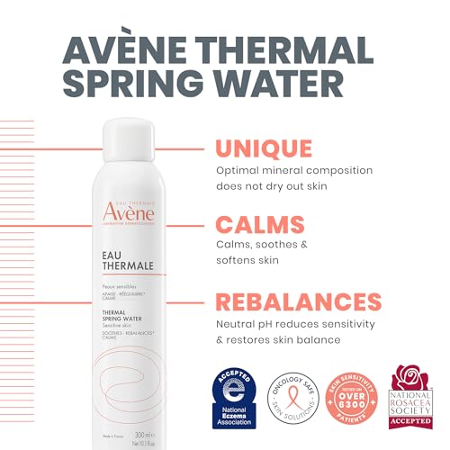 Avène Thermal Spring Water, Soothing Calming Facial Mist Spray for Sensitive Skin, Soothes, Softens + Calms Skin, Formulat...