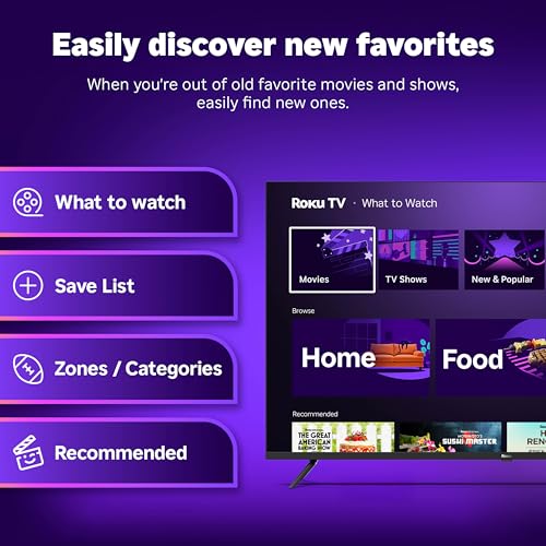 Roku Smart TV 2025 – 65-Inch Select Series, 4K HDR TV – RokuTV with Enhanced Voice Remote – Flat Screen LED Television wit...