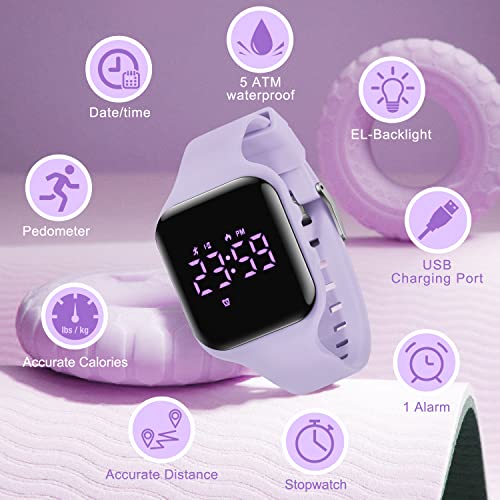 Kids Watches for Girls Boys Digital Sport Watch with Step Counter Pedometer Vibration Alarm Clock, No App Waterproof Fitne...