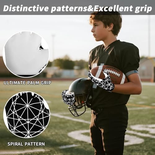 hisptgo Youth Football Gloves, Sticky Silicone American Football Receiver Gloves, Super Grip Rugby Gloves Comfortable Fit ...