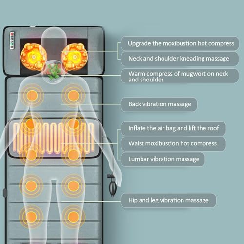 Full Body Massage Mat with Heat | 3D Lumbar Traction & Relaxation | Shiatsus Neck Massager with Massage Points | Electric ...