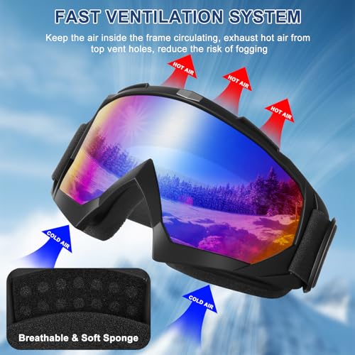 OXG Ski Goggles for Men Women, UV Protection Snowboard Snowsports Goggles for Kids Youth