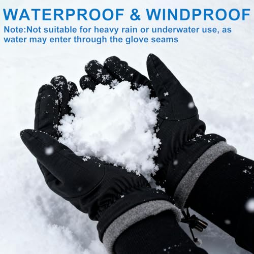 Fantspati Winter Waterproof Ski Gloves Men Women, Warm Windproof Snow Gloves with Touch Screen Fingers Fleece Lined,Glove ...