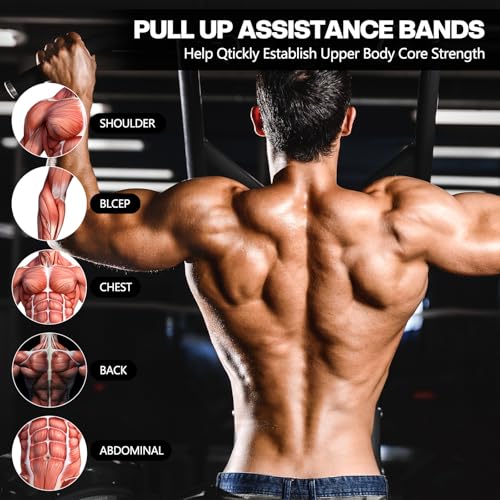 Soulchen Resistance Bands Pull up Assistance Band Set 530 Lbs 4 Pcs Exercise Bands with Assist Belt Nylon Strap and Door A...