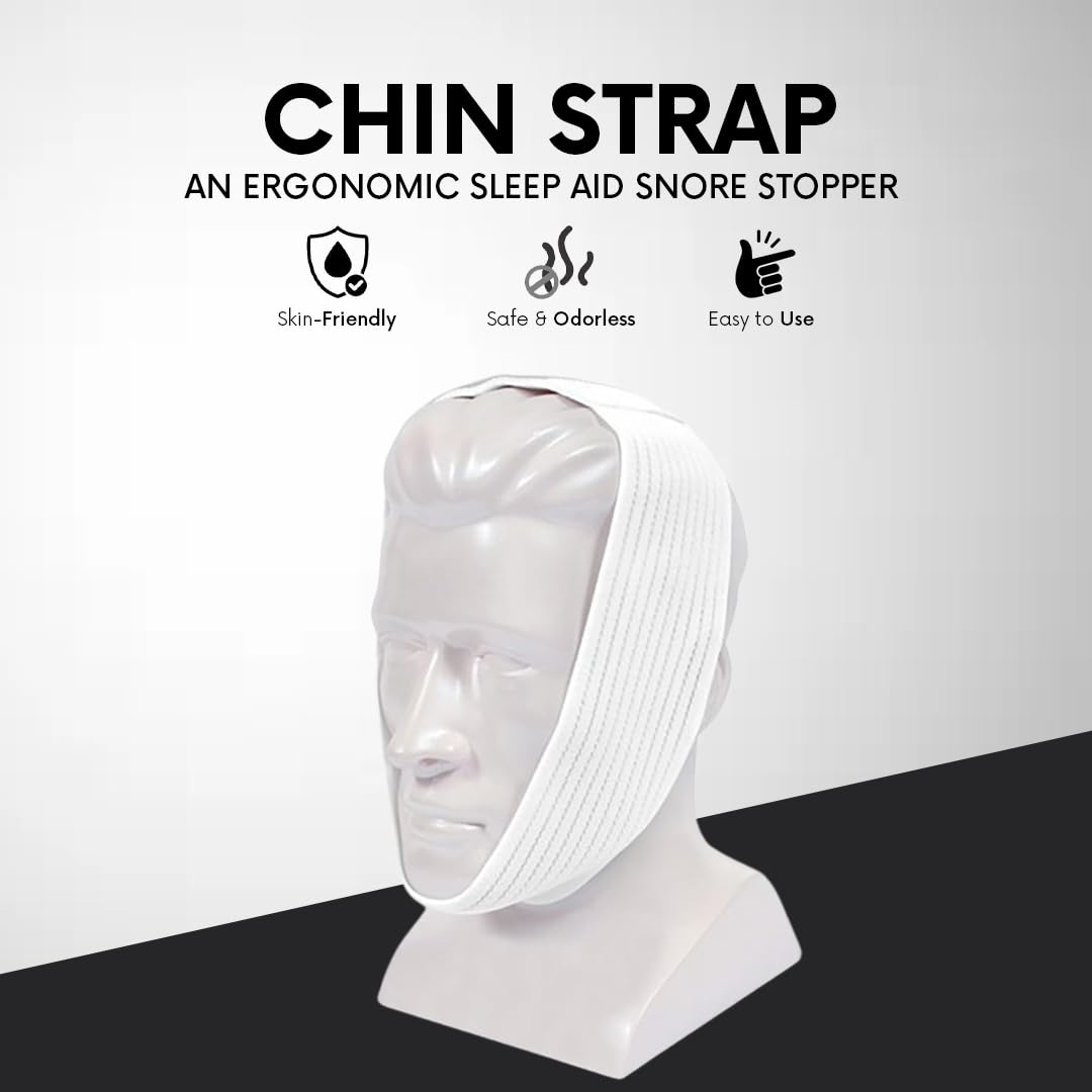 Bistras Super Deluxe White Chin Strap with Extra Support- Anti Snore Chin Strap (2 pk)