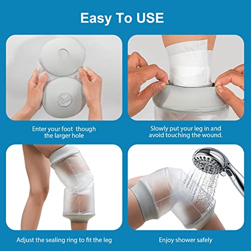 Divvsck Waterproof Knee Cast Cover for Shower,Watertight Cast Bag Covers- Shower Protector for Knee Replacement Surgery, W...