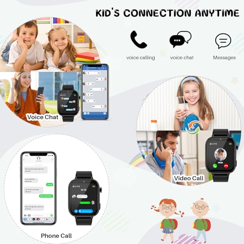 OKYUK Kids Smart Watch Gift for Girls Age 5-12, 4G Kids Watch 47 Games, HD Touch Screen Two-Way Calling Feature, School Se...