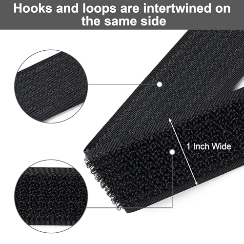 1" x16Ft Hook and Loop Straps with 25 Metal Buckles, Adjustable Fastening Cable Straps, Free Cut Length, Reusable Nylon Ca...