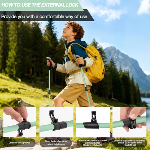 Yourjoy Hiking Trekking Poles for Kids, 2 Pack Anti Shock, Adjustable, Collapsible Hiking Poles for Trekking or Walking, L...