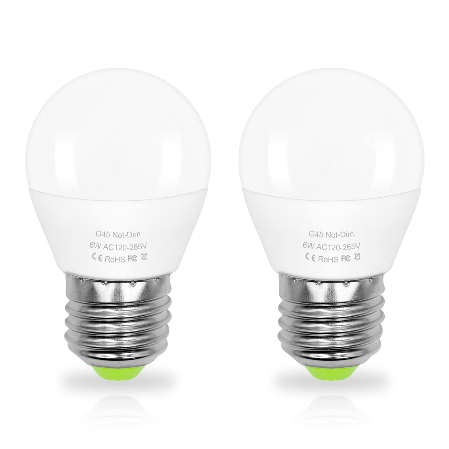 6W E26 Small Globe LED Bulb 60W Equivalent G45/A15 E26 Standard Screw Base 120V-265V Frosted Daylight White 750LM Waterproof for