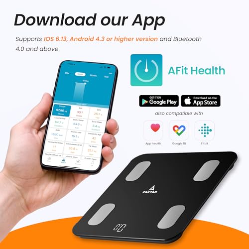 ZAKTAB Scale for Body Weight, Accurate Weight Scale with LCD Display, Capacity upto 400 lbs, Smart BMI Scale, High Accurac...