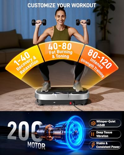 Vibration Plate Exercise Machine for Weight Loss and Lymphatic Drainage - 330lbs Capacity Vibrating Platform for Home Gym ...