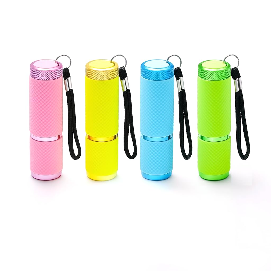 DAFURIET 9 LED Glow in Dark Flashlights, 4 Pack, Rubber Coated, Portable, Green, Model flshligh-4p