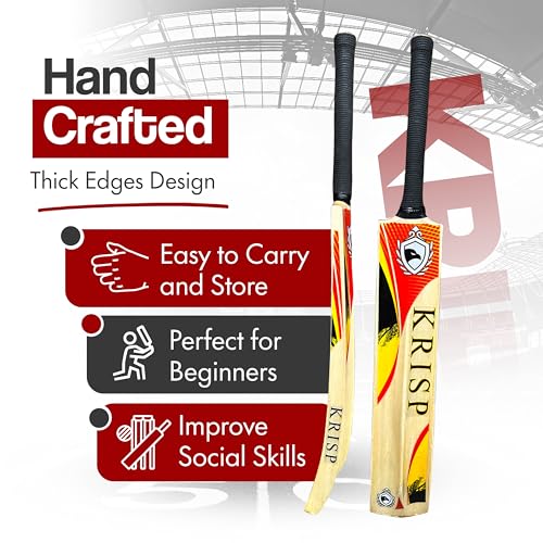 Cricket Bat Gift Set Wooden Cricket Bat Kit for Junior, Backyard Park Beach Indoor Outdoor Play Tennis Ball, Stumps, Bail...