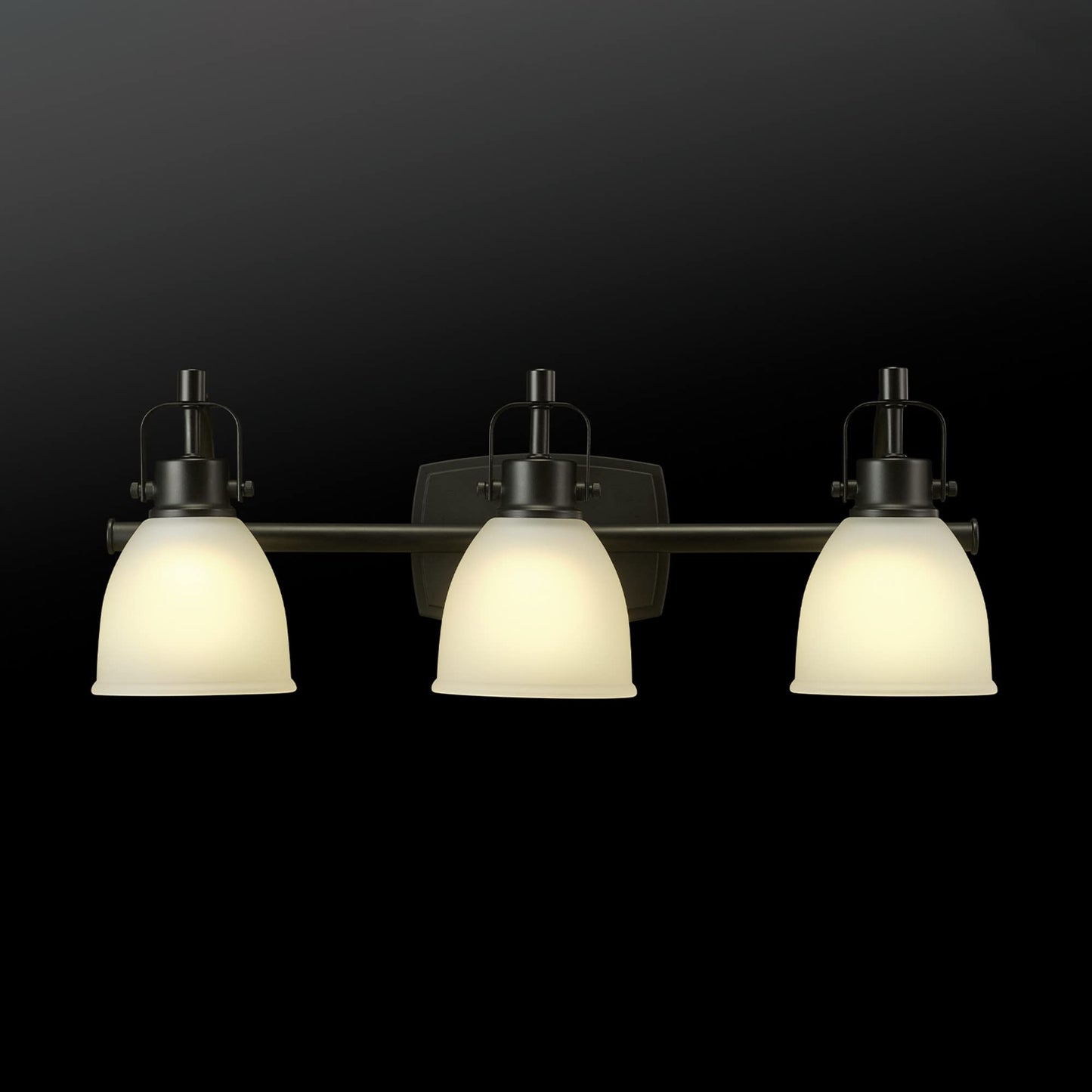 Globe Electric 52090 Vanity Light, 3-Light, Integrated LED, 1780 Lumens, 25W, Matte Black, Frosted Glass, 7.68 inches