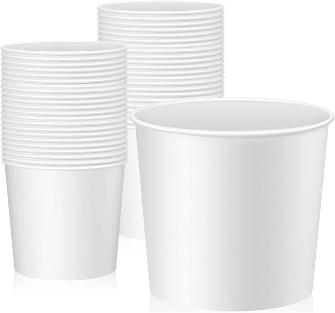 Hoolerry 50 Pcs Disposable Paper Bucket 85 oz White Cardboard Ice Bucket Bulk Ice Holder for Party Food Container Supplies