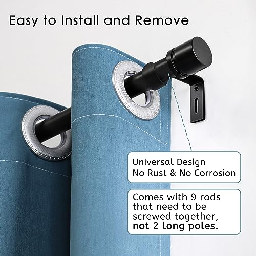 Byondeth Curtain Rods for Windows 16 to 144 Inches Adjustable Length 1 Inch Diameter Window Curtain Rod with Aluminium Fin...