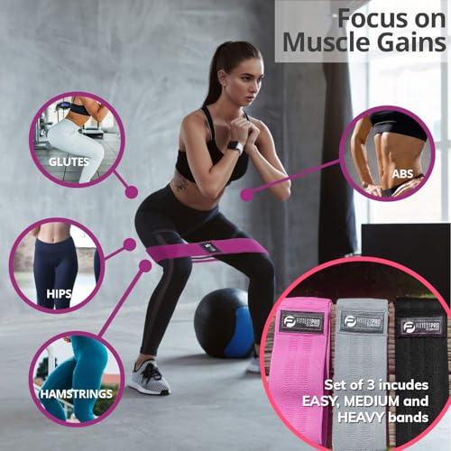 Fittest Pro by Limm Resistance Bands for Legs and Butt, Fabric Exercise Loop Bands Yoga, Pilates, Rehab, Fitness and Home ...
