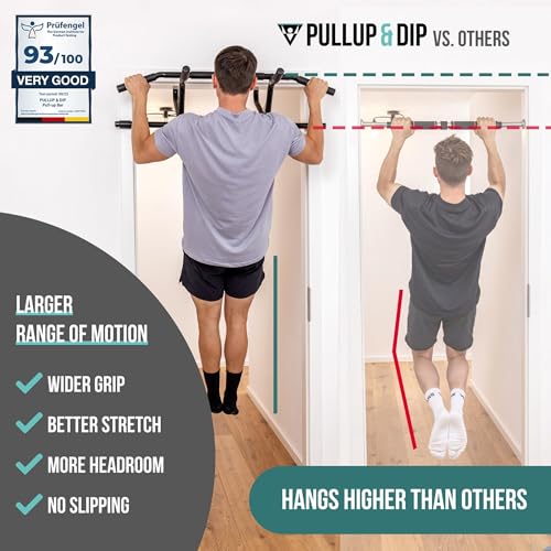 PULLUP & DIP Pull-up bar for door frames for hanging without screws and no slipping, professional door bar, pull-up bar wi...