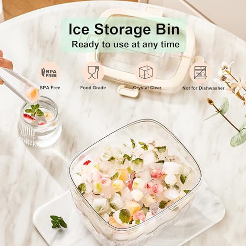 Yamteck Portable Ice Bucket with Lid & Tong for Outdoor Camping, Clear Plastic Storage Bin for Freezer, Refrigerator, Whis...