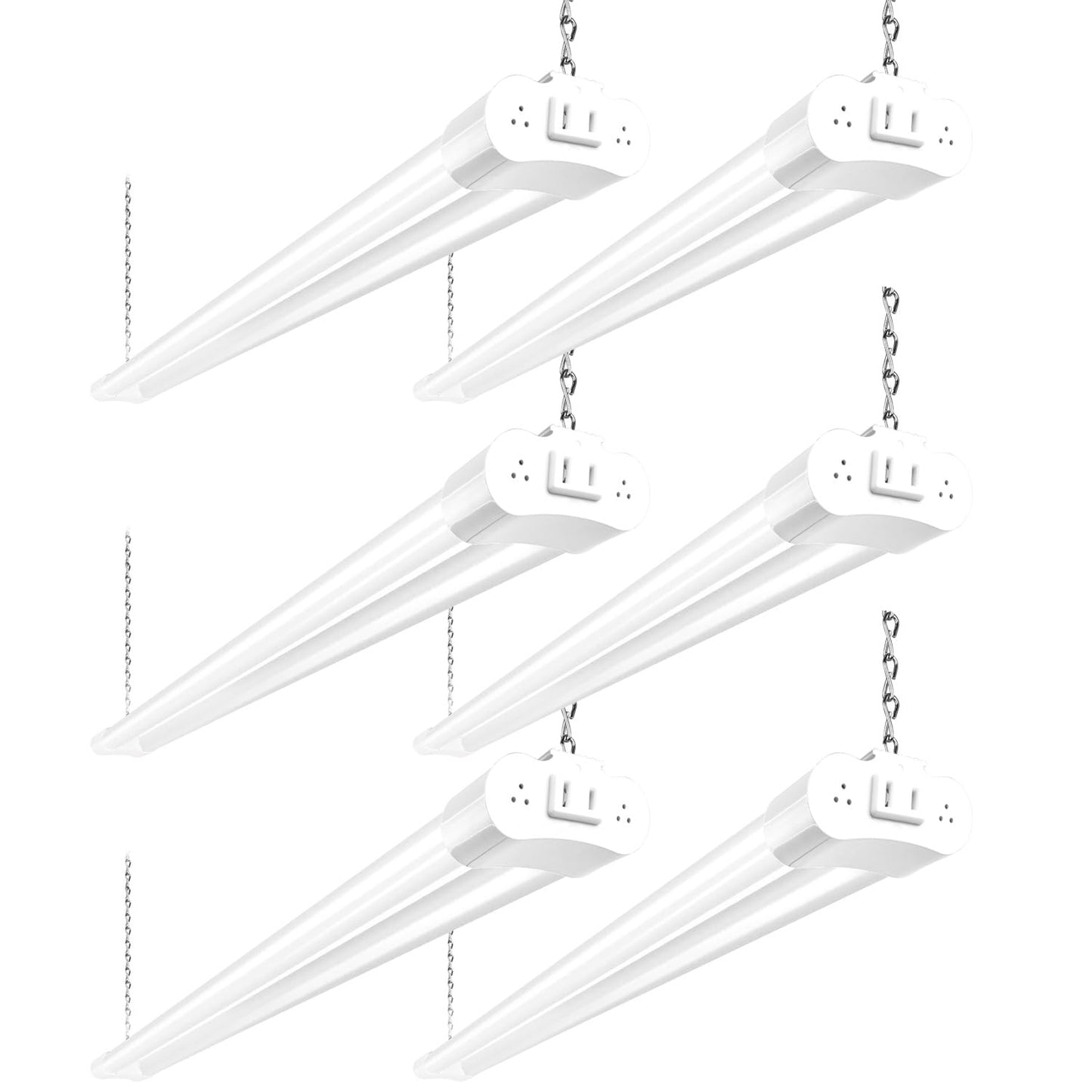 Hykolity 6 Pack 4Ft Linkable Led Shop Light For Garage  6500Lm  4Ft 60W Utility Light Fixture  5000K Daylight Led Workbench Light With Plug  Hanging Or Surface Mount  White - Etl