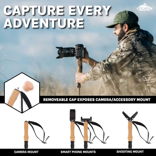 Cascade Mountain Tech Trekking Poles - Carbon Fiber Monopod Walking or Hiking Sticks with with Accessories Mount and Adjus...