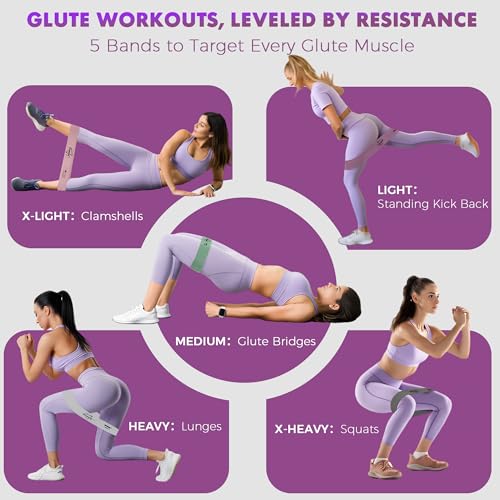 WSAKOUE Fabric Resistance Bands for Working Out – 5 Booty Bands for Women & Men, Exercise Workout Bands for Legs, HIPS & G...