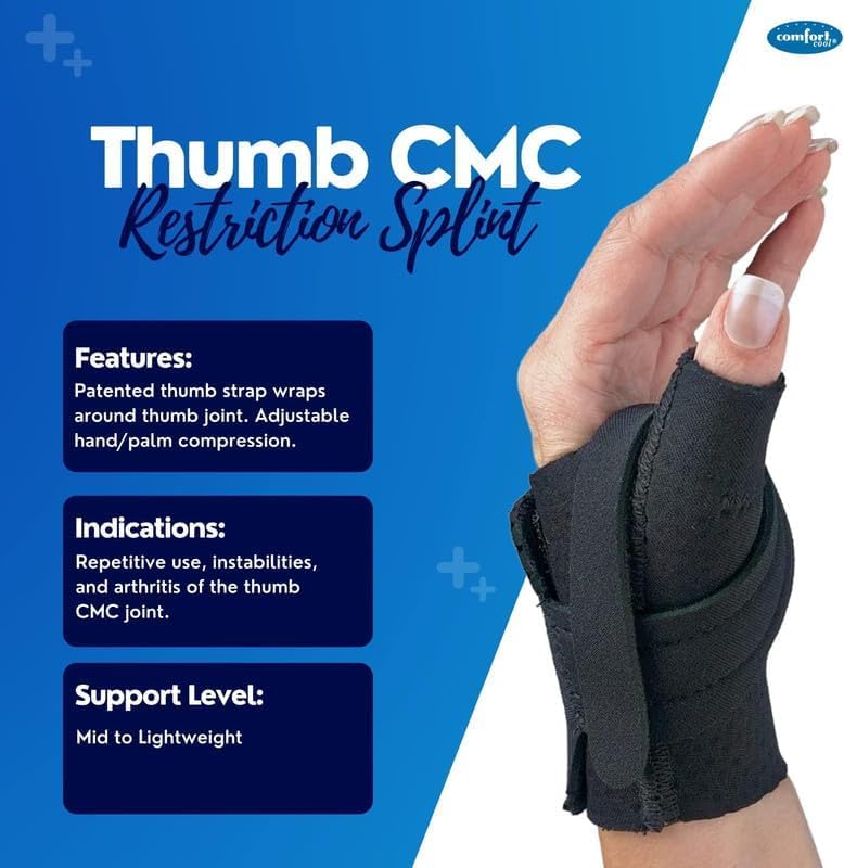 Comfort Cool Thumb CMC Restriction Splint. Patented Thumb Brace Provides Support and Compression. Helps with Arthritis, Te...