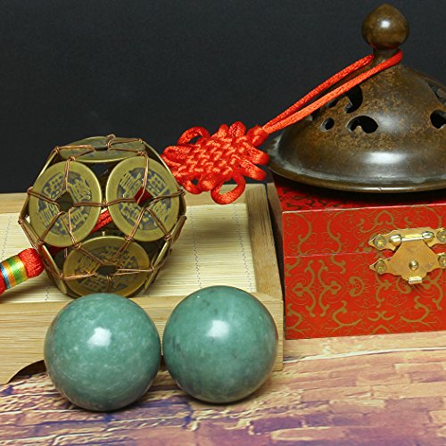 BRABUD 1.57" Marble Green Baoding Balls Chinese Health Exercise Massage Balls Stress Relieve Hand Exercise BS023